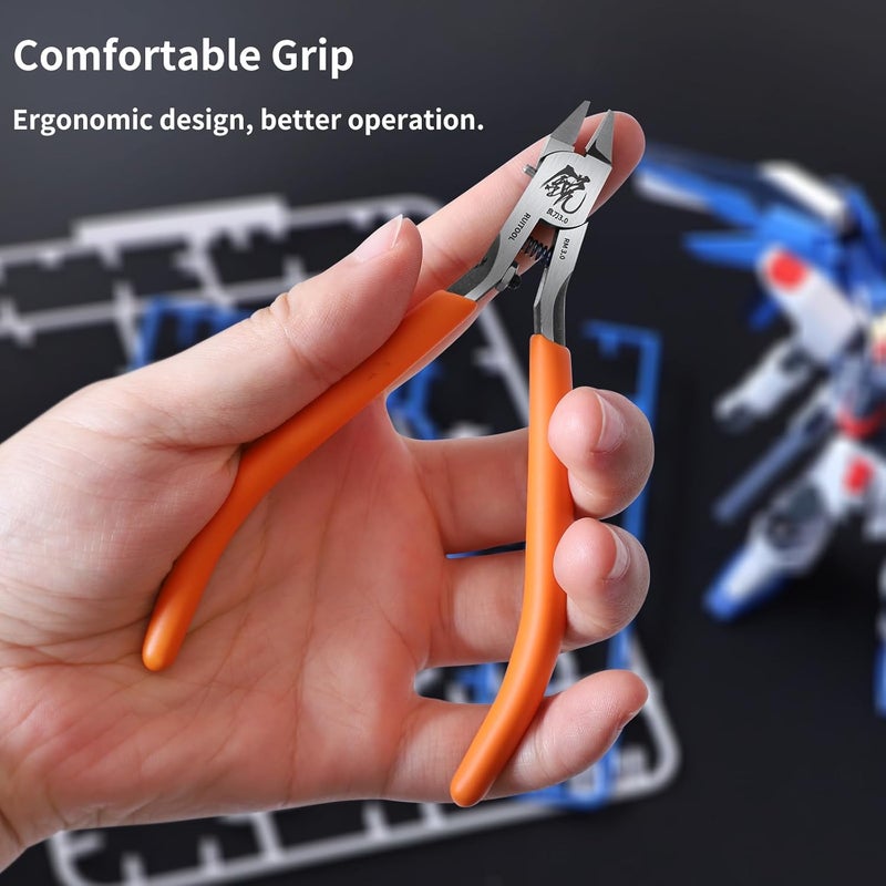 RUITOOL Model Nippers, Model Tools for Advancers to Repair and Fix Plastic Models, Ultra-thin Single Blade Model Nipper, Non-slip Grip 4.7 Inch Sprue Cutter for Plastic Model Building - Image 3
